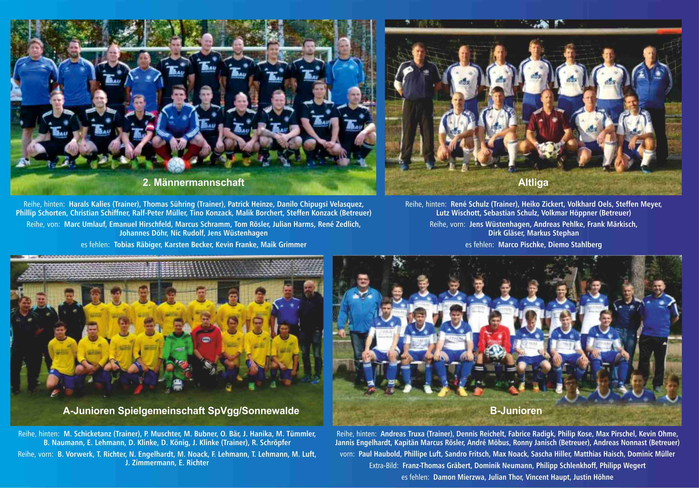 2. Männer (0.l.) - Altliga (o.r.) - A (u.l.) - B (u.r.)