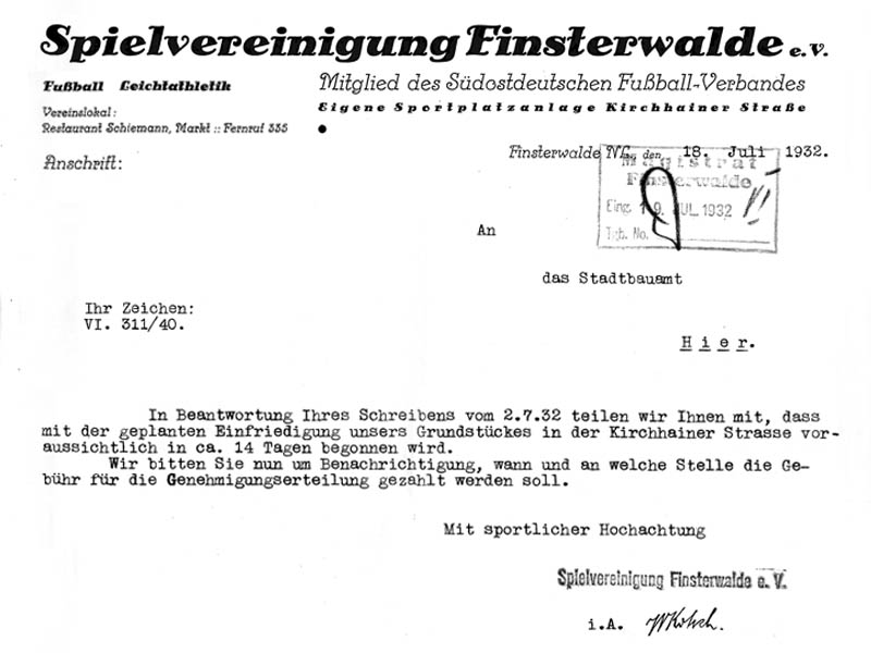 1932 Schriftverkehr Projekt Zaunbau